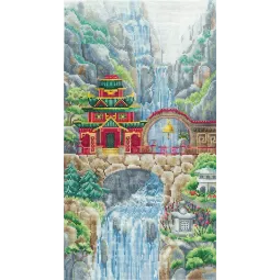 Kreuzstich-Set "Wasserfall Tempel" SANV-39