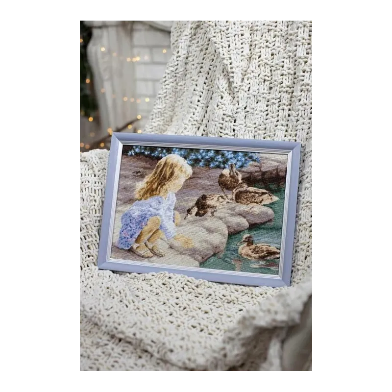 Kreuzstichset "Mädchen und Enten" 37,2x25,5 cm S/Z061