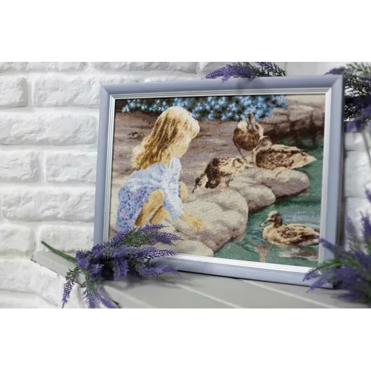 Cross stitch kit "Girl and ducks" 37.2x25.5 cm S/Z061