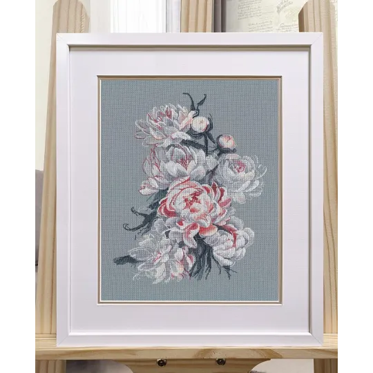Kit de point de croix "Pivoines Dentelle" S1574
