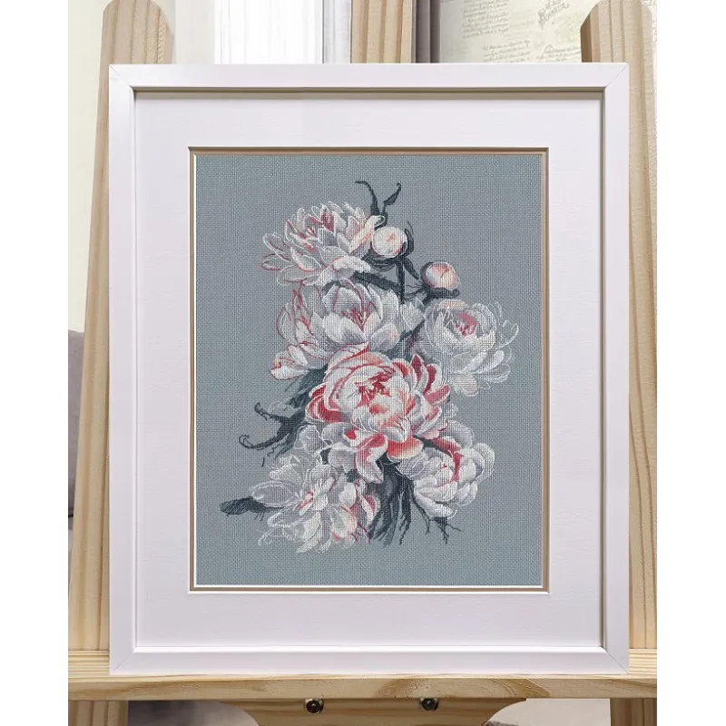 Kit de point de croix "Pivoines Dentelle" S1574