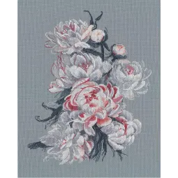 Kryželiu siuvinėjimo rinkinys „Elegantiškos bijūnai“ S1574