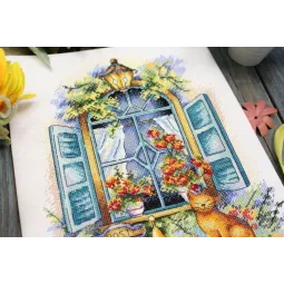 Kreuzstich-Set "Warten auf Neuigkeiten" 26 x 19 cm SNV-783