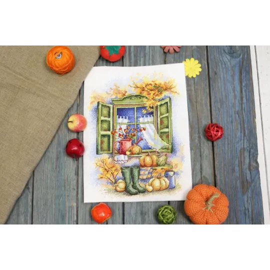 Kit point de croix "L'automne est à nos portes" 26x19 cm SNV-784 (AS)