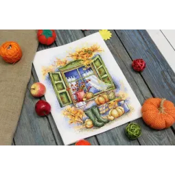 Kit de point de croix "L'automne est à nos portes" 26x19 cm SNV-784