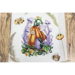 Kit de point de croix "Maison Citrouille" 19x14 cm SM-752