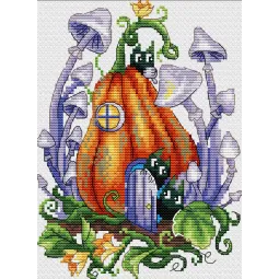Kit de point de croix "Maison Citrouille" 19x14 cm SM-752