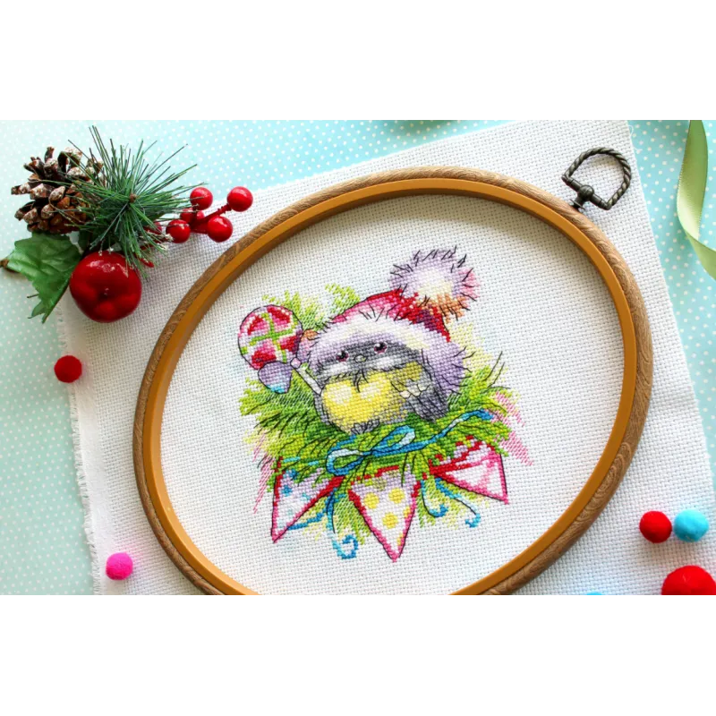Cross stitch kit "Winter bird" 15x14 cm SM-757 (D)