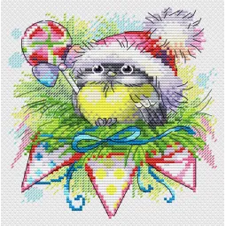 Kit de point de croix "Oiseau d'hiver" 15x14 cm SM-757