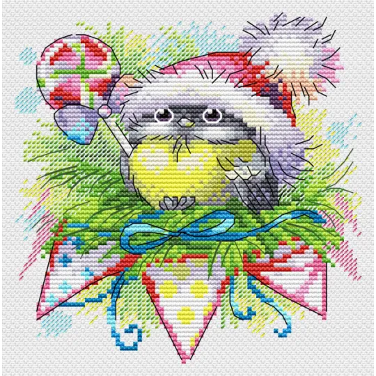 Kreuzstich-Set "Wintervogel" 15x14 cm SM-757 (D)