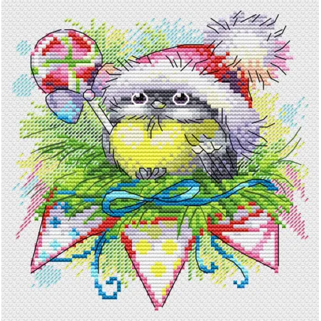 Kreuzstich-Set "Wintervogel" 15x14 cm SM-757