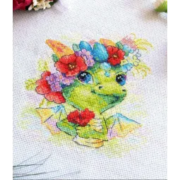 Kit de point de croix "Dragon romantique" 15x15 cm SM-758