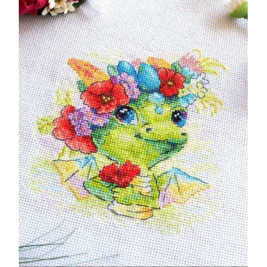 Kit de point de croix "Dragon romantique" 15x15 cm SM-758