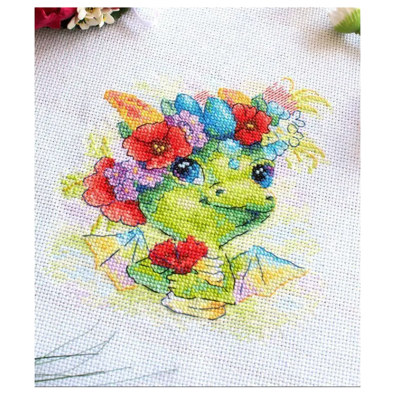 Kreuzstich-Set "Romantischer Drache" 15x15 cm SM-758 (D)