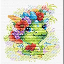 Kit de point de croix "Dragon romantique" 15x15 cm SM-758