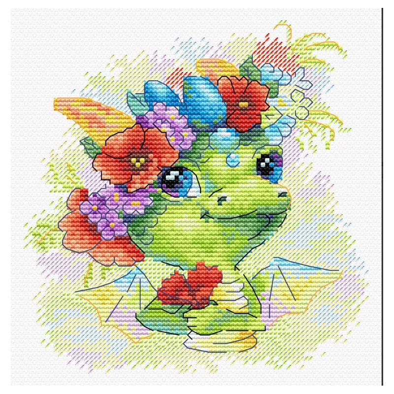 Kreuzstich-Set „Romantischer Drache“ 15x15 cm SM-758