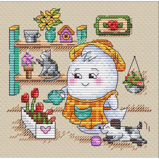 Cross stitch kit "Florist" 11x11cm SM-762 (D)