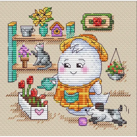 Cross stitch kit "Florist" 11x11cm SM-762 (D)
