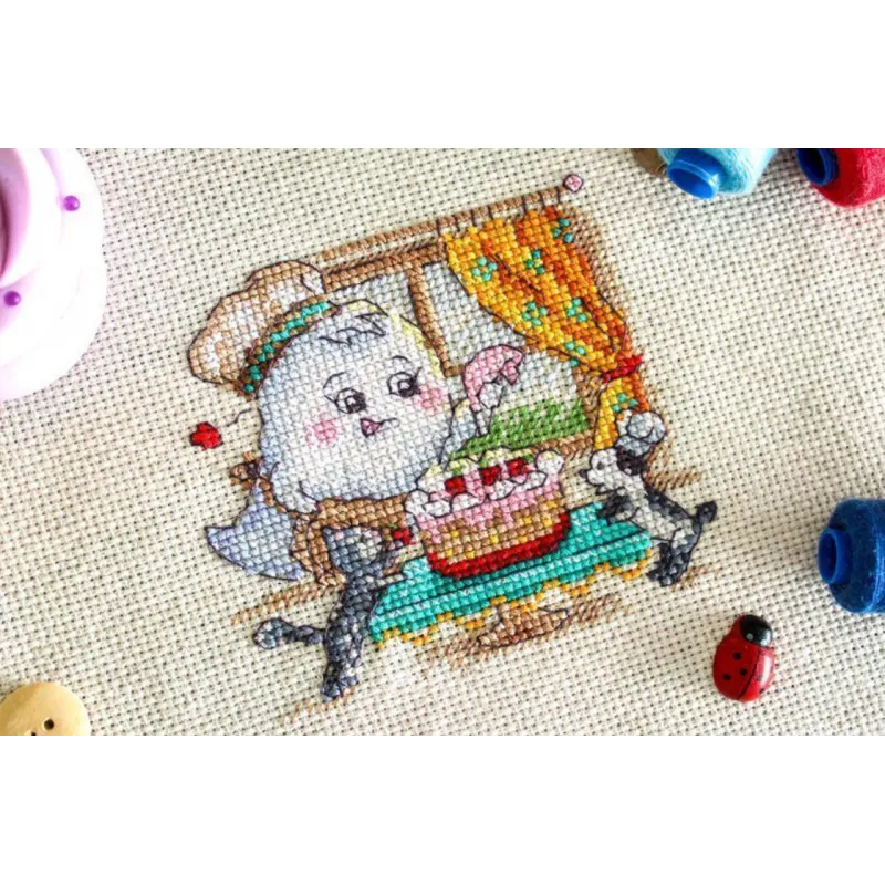 Cross stitch kit "Sweet weekend" 10x10 cm SM-763 (D)