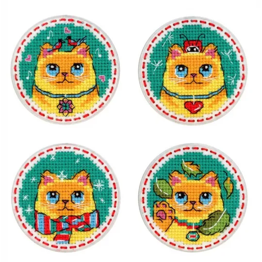 Kit de point de croix "Chats. Badges. Aimants" ST-977