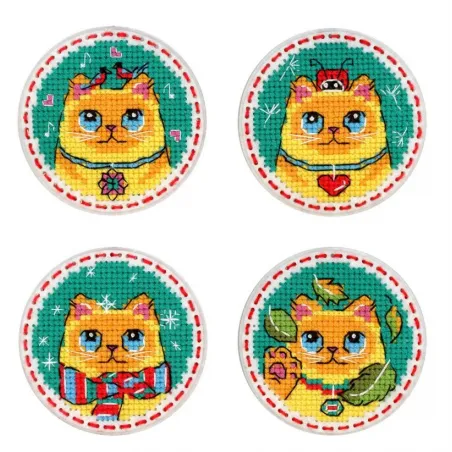 Kit de point de croix "Chats. Badges. Aimants" ST-977