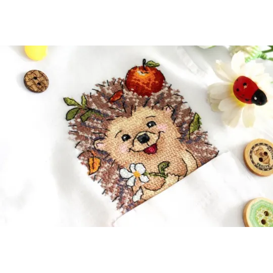 Water-soluble canvas cross stitch kit "Hedgehog" SV-811 Water-soluble canvas cross stitch kit "Hedgehog" SV-811