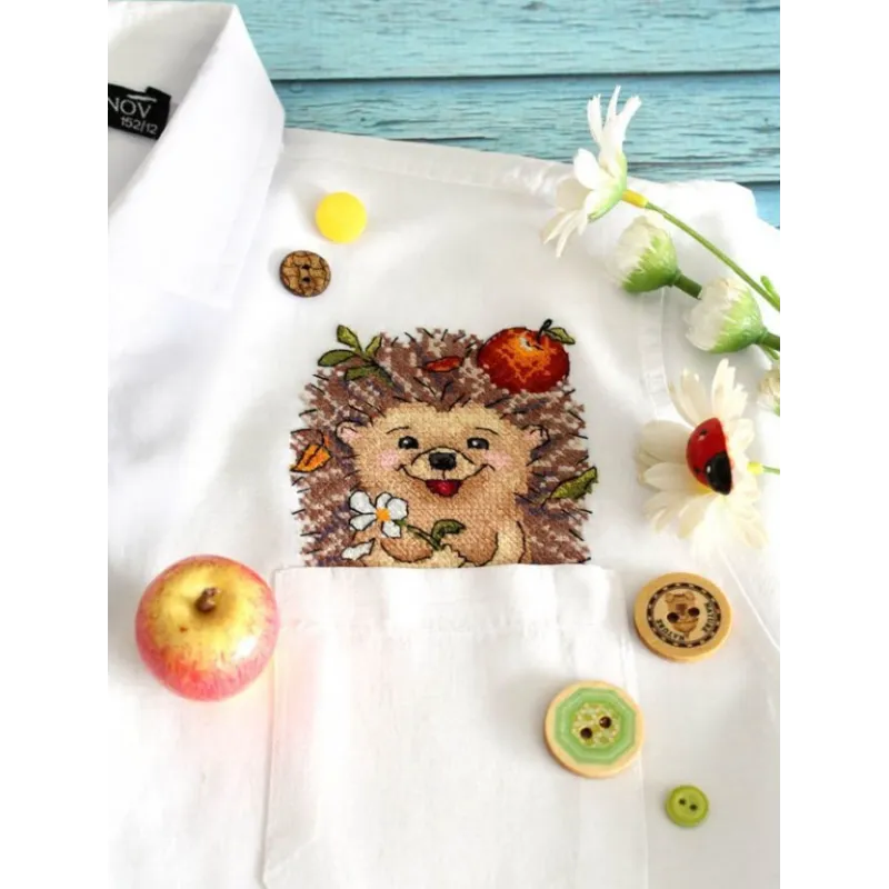 Kit de broderie au point de croix sur toile hydrosoluble "Hérisson" SV-811