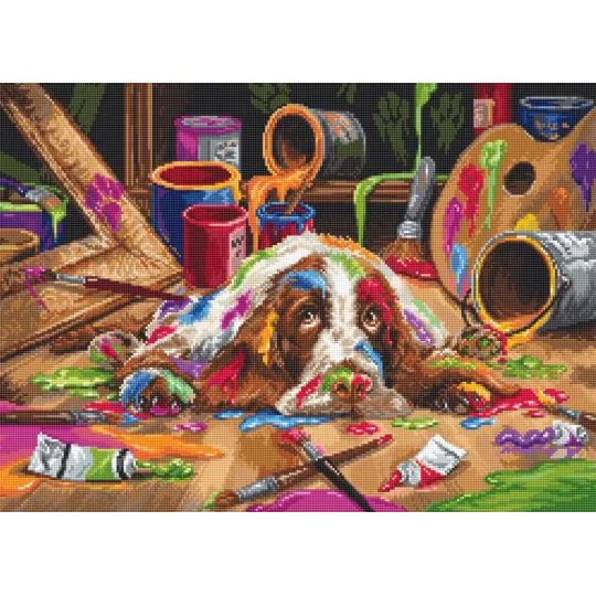 Kit de point de croix compté "Puppy Picasso" 40x29cm SB2415
