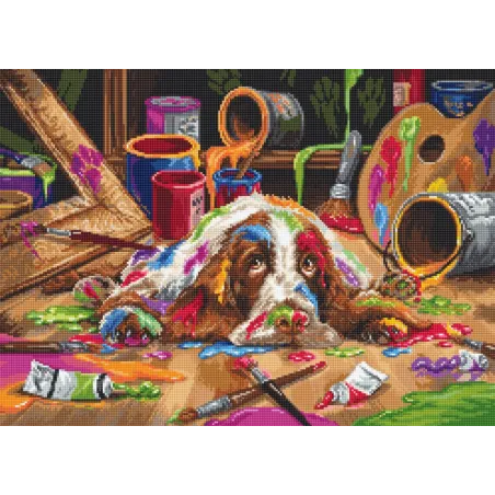 Kit de point de croix compté "Puppy Picasso" 40x29cm SB2415