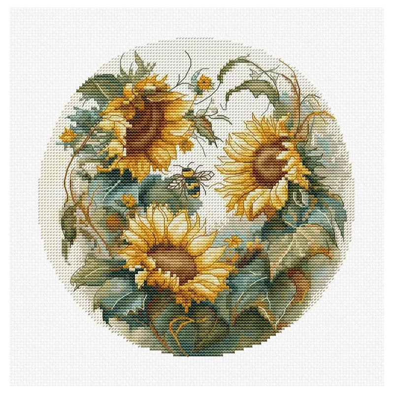 Counted Cross Stitch Kit with Hoop Included "Sunflower" SBC202