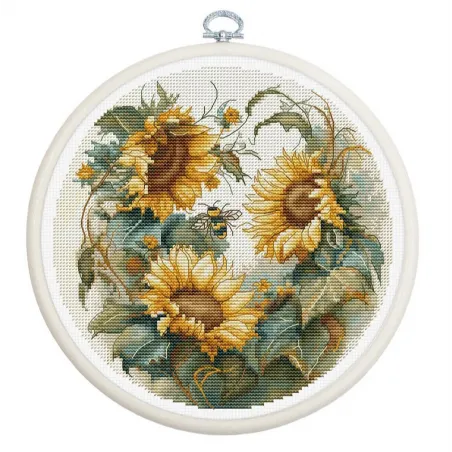 Counted Cross Stitch Kit with Hoop Included "Sunflower" SBC202