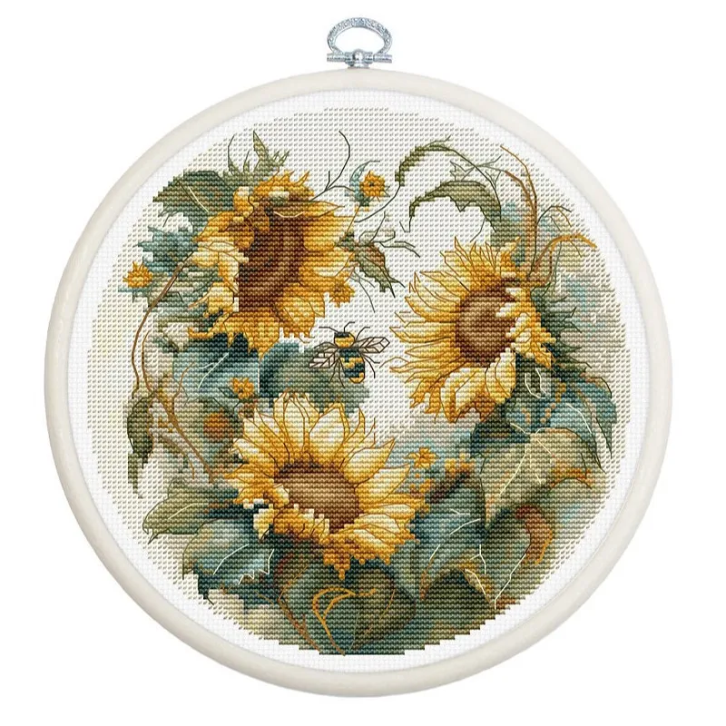 Counted Cross Stitch Kit with Hoop Included "Sunflower" SBC202