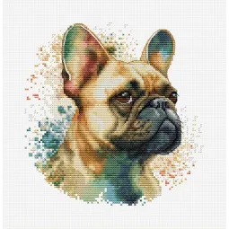 Counted Cross Stitch Kit with Hoop Included "The French Bulldog" 15x15cm SBC207