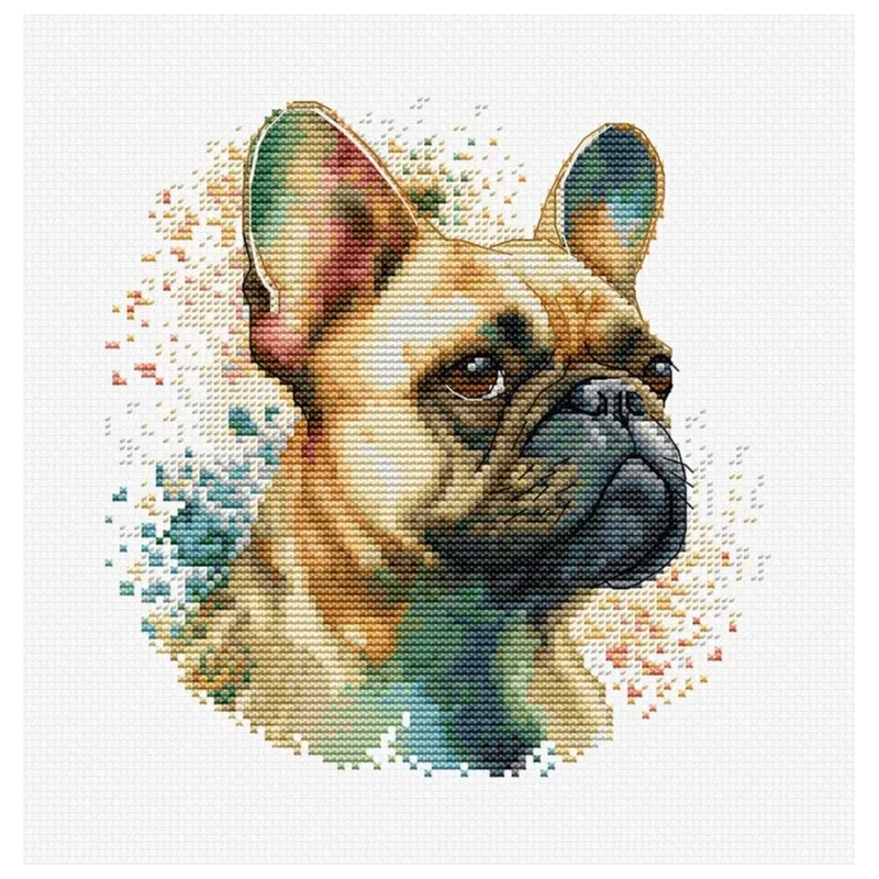 Gezählter Kreuzstichsatz mit Rahmen "Die Französische Bulldogge" 15x15cm SBC207