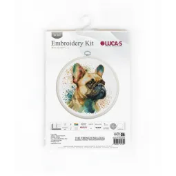 Counted Cross Stitch Kit with Hoop Included "The French Bulldog" 15x15cm SBC207