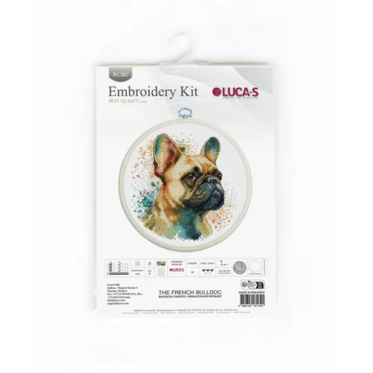 Gezählter Kreuzstichsatz mit Rahmen "Die Französische Bulldogge" 15x15cm SBC207
