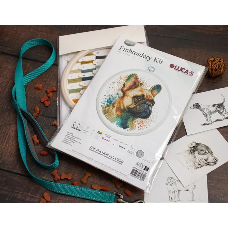 Gezählter Kreuzstichsatz mit Rahmen "Die Französische Bulldogge" 15x15cm SBC207