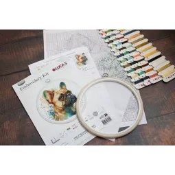 Counted Cross Stitch Kit with Hoop Included "The French Bulldog" 15x15cm SBC207