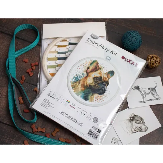 Gezählter Kreuzstichsatz mit Rahmen "Die Französische Bulldogge" 15x15cm SBC207