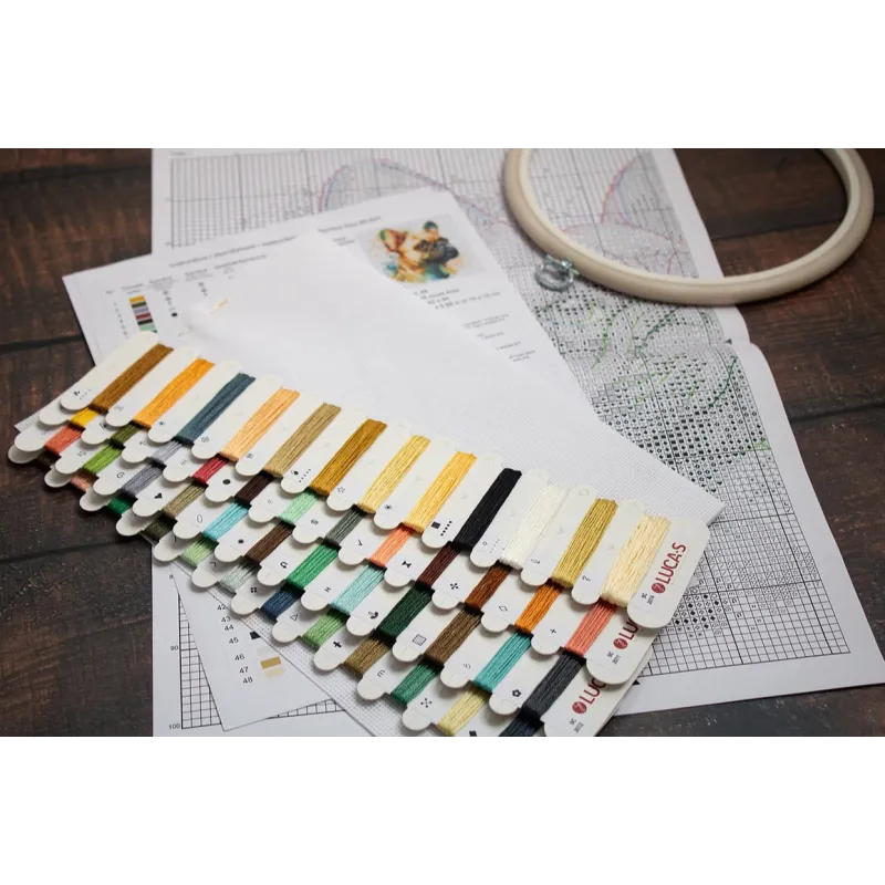 Набор для вышивания крестом с пяльцами "Французский бульдог" 15x15cm SBC207