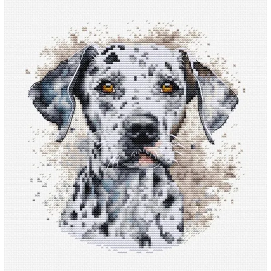 Kit de point de croix compté avec cercle inclus "Le Dalmatien" 15x16cm SBC208