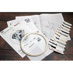 Kit de point de croix compté avec cercle inclus "Le Dalmatien" 15x16cm SBC208