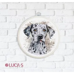 Skaičiuojamas kryželiu siuvinėjimo rinkinys su lanku „The Dalmatian“ 15x16cm SBC208