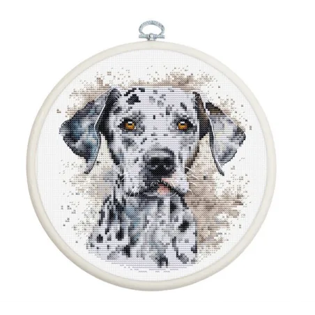 Kit de point de croix compté avec cercle inclus "Le Dalmatien" 15x16cm SBC208