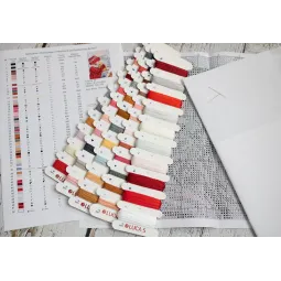 (D) Skaičiuojamo kryželiu rinkinys „Mergaitė bučiuoja šuniuką“ 23x32cm SBU5027