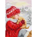 (D) Набор для вышивки крестом "Девочка целует щенка" 23x32см SBU5027