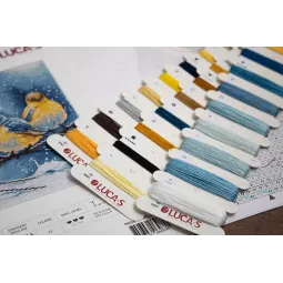 Kit de point de croix compté "Rouge-gorges bleus de l'Est" 22x21cm SBU5028