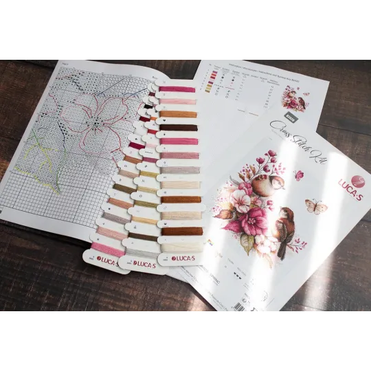 Kit de point de croix compté "Les oiseaux - Printemps" 22x21cm SB2420