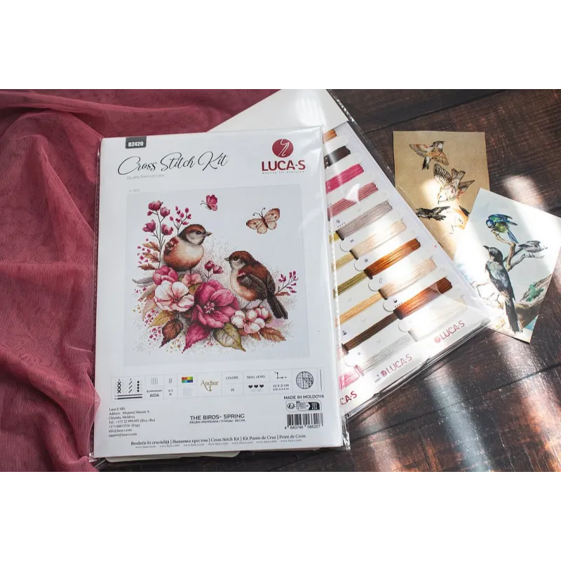 Kit de point de croix compté "Les oiseaux - Printemps" 22x21cm SB2420