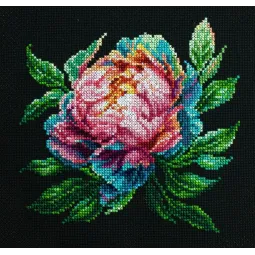 Skaičiuojamo kryžminio siuvinėjimo rinkinys su lanku ''Abalone Pearl'' Peony 12x12cm SBC203
